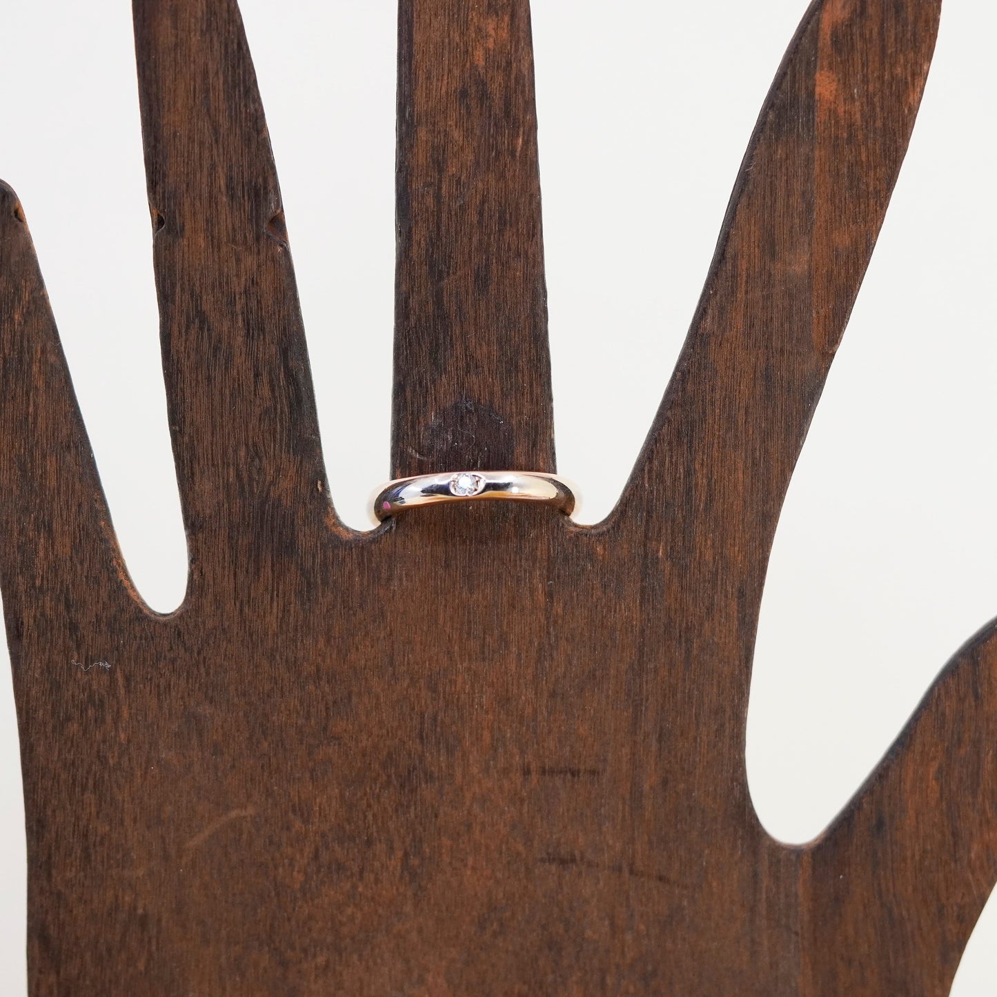 Size 9, Italy rose gold Sterling silver handmade ring, 925 stackable band cz