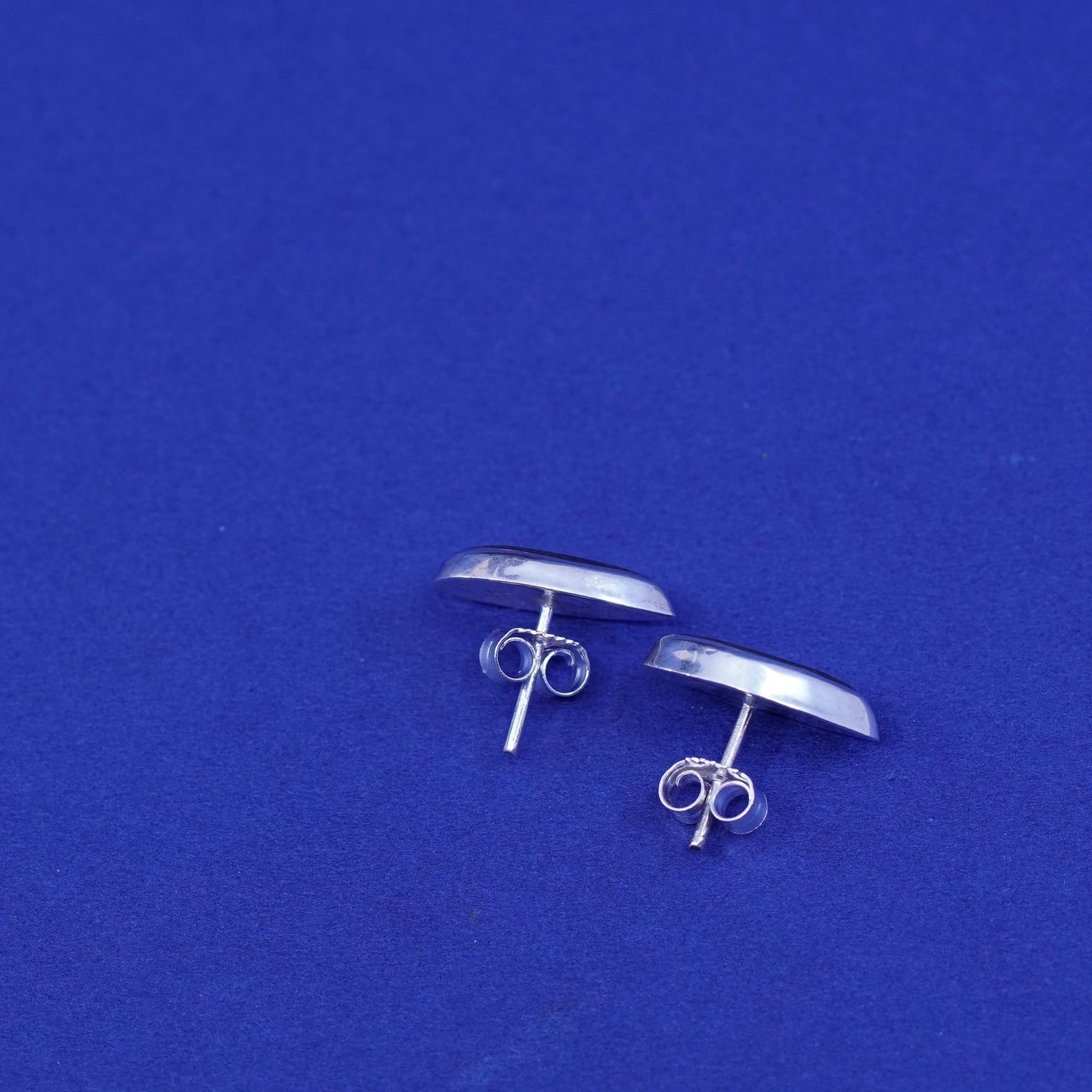 Vintage sterling silver handmade earrings, 925 teardrop studs with abalone