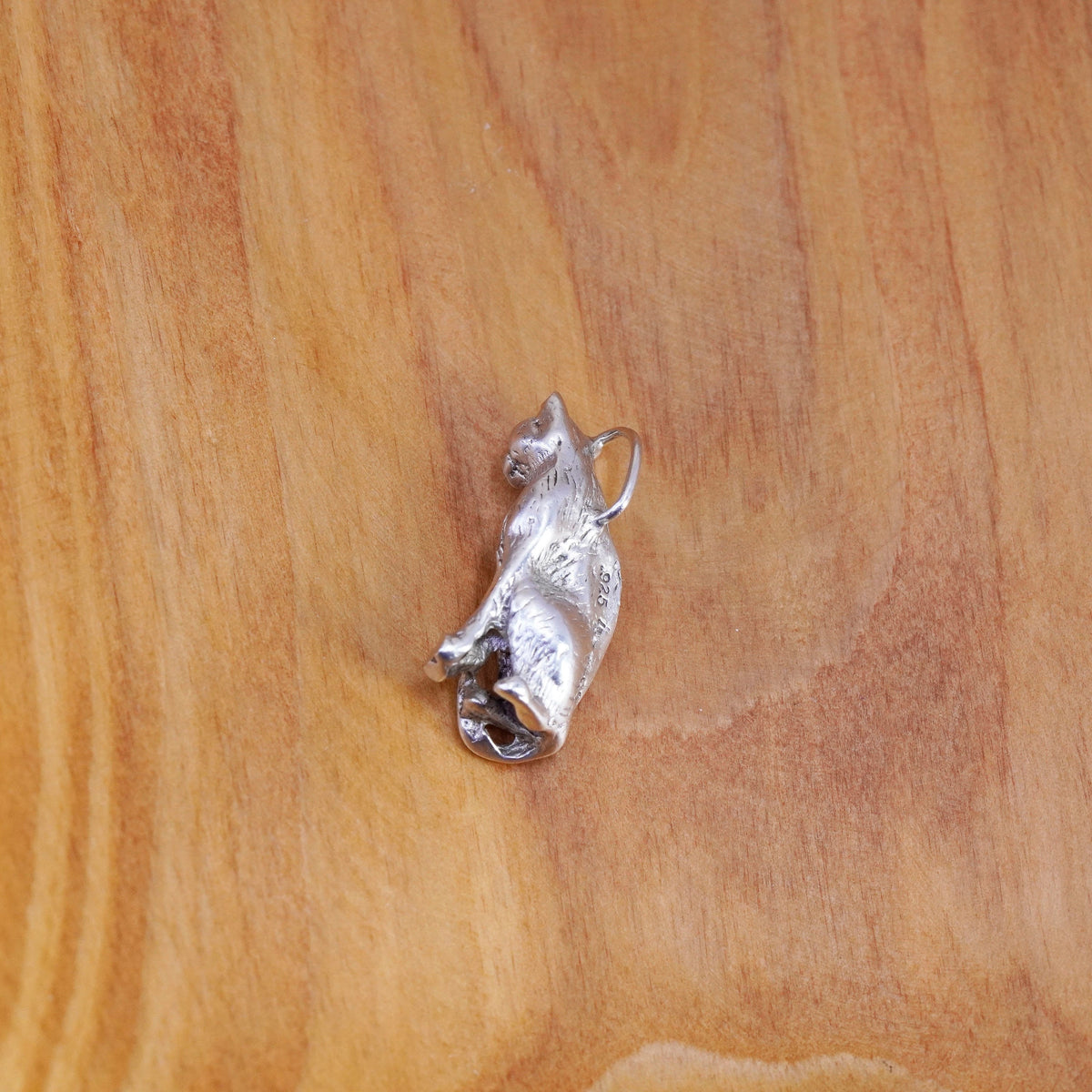 Vintage Sterling silver handmade pendant, 925 cat kitty charm