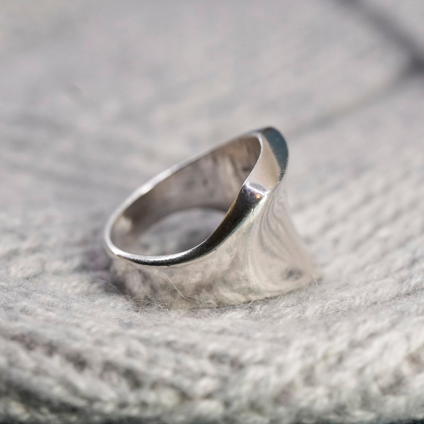 Size 8, vintage Sterling silver handmade ribbed ring, 925 statement ring