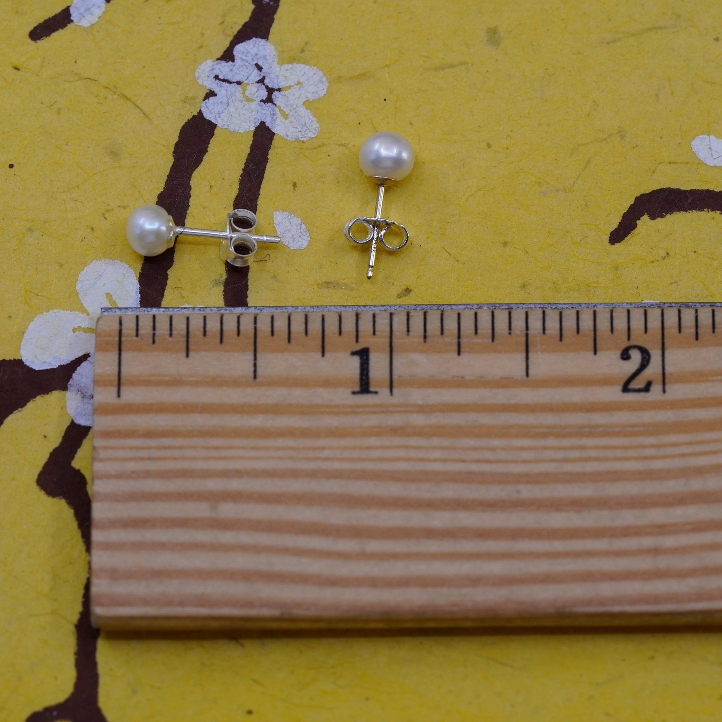 Vintage Sterling 925 silver handmade earrings with 4mm freshwater pearl studs
