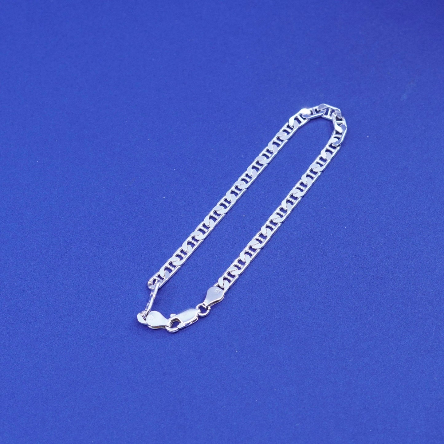 8”, 6mm, vintage Sterling 925 silver anchor bracelet, chain