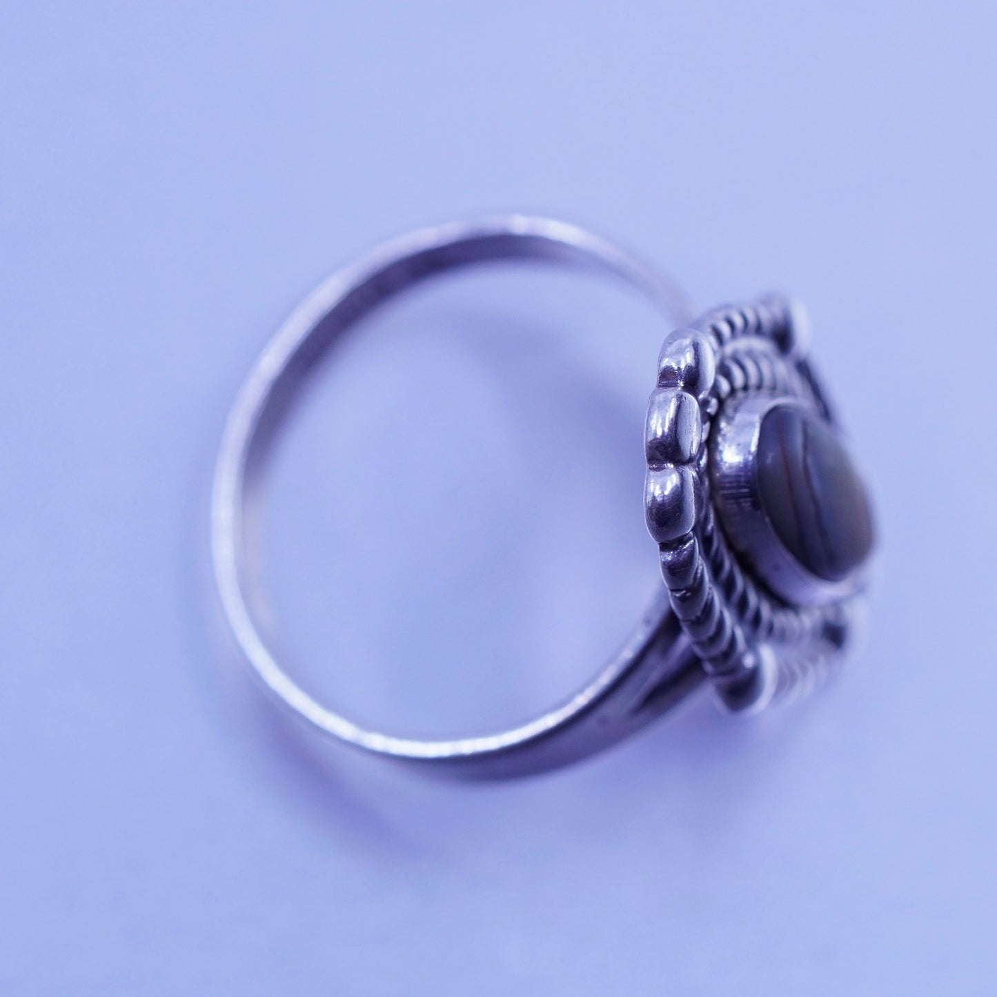 sz 7, Native American navajo Bell trading post Sterling 925 silver ring abalone