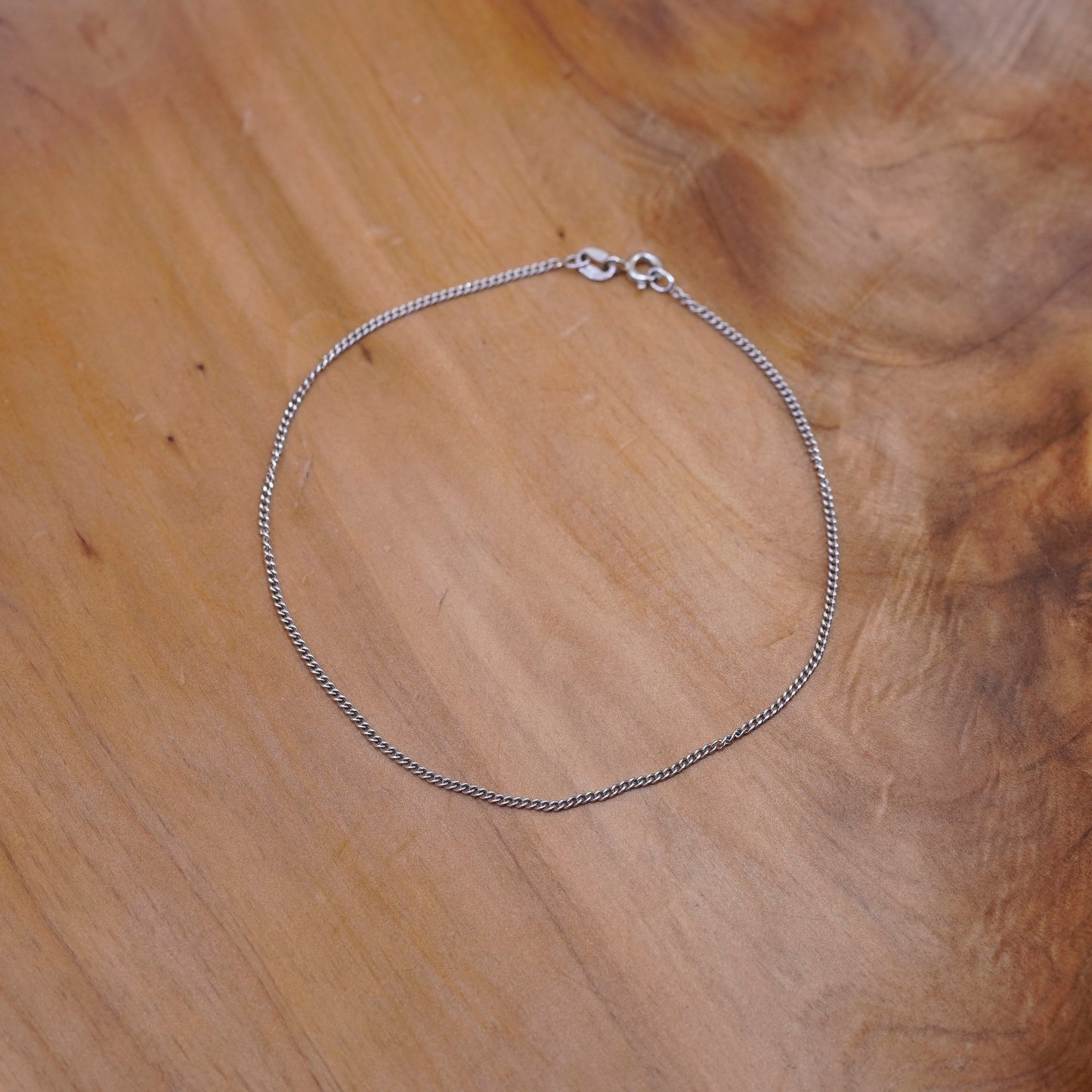 9.25”, Vintage milor sterling silver handmade anklet, 925 curb chain