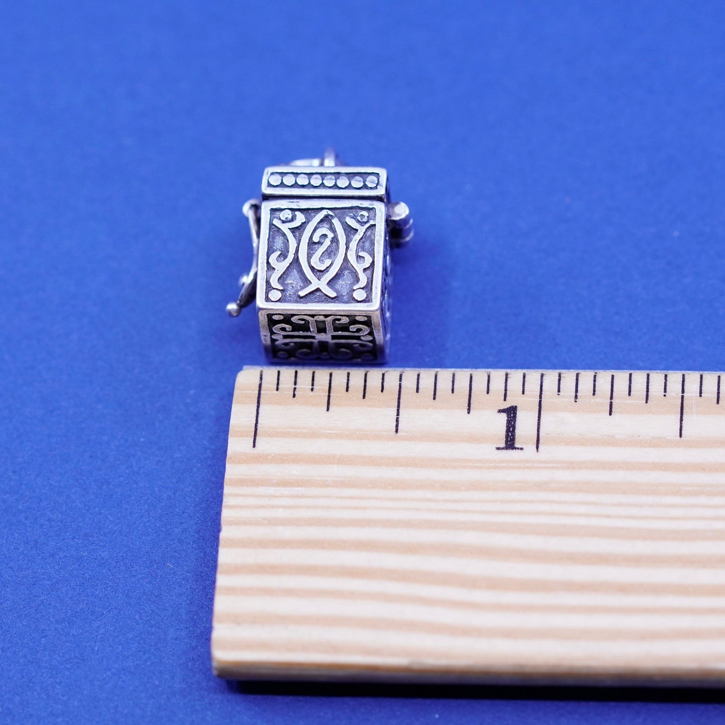 Vintage Sterling silver prayer box pendant, 925 locket charm