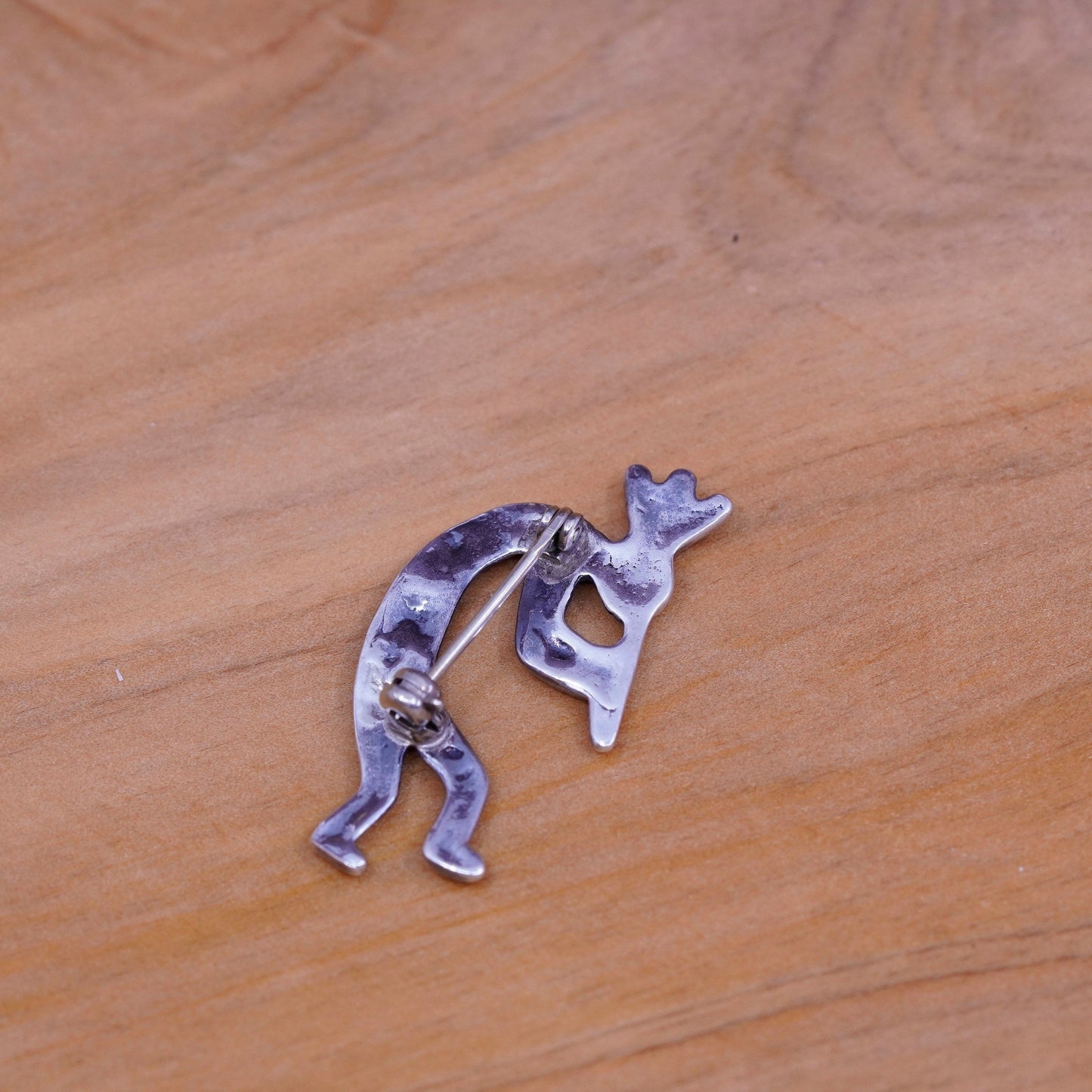 vtg Kokopelli Sterling 925 silver handmade brooch pin, Native American jewelry