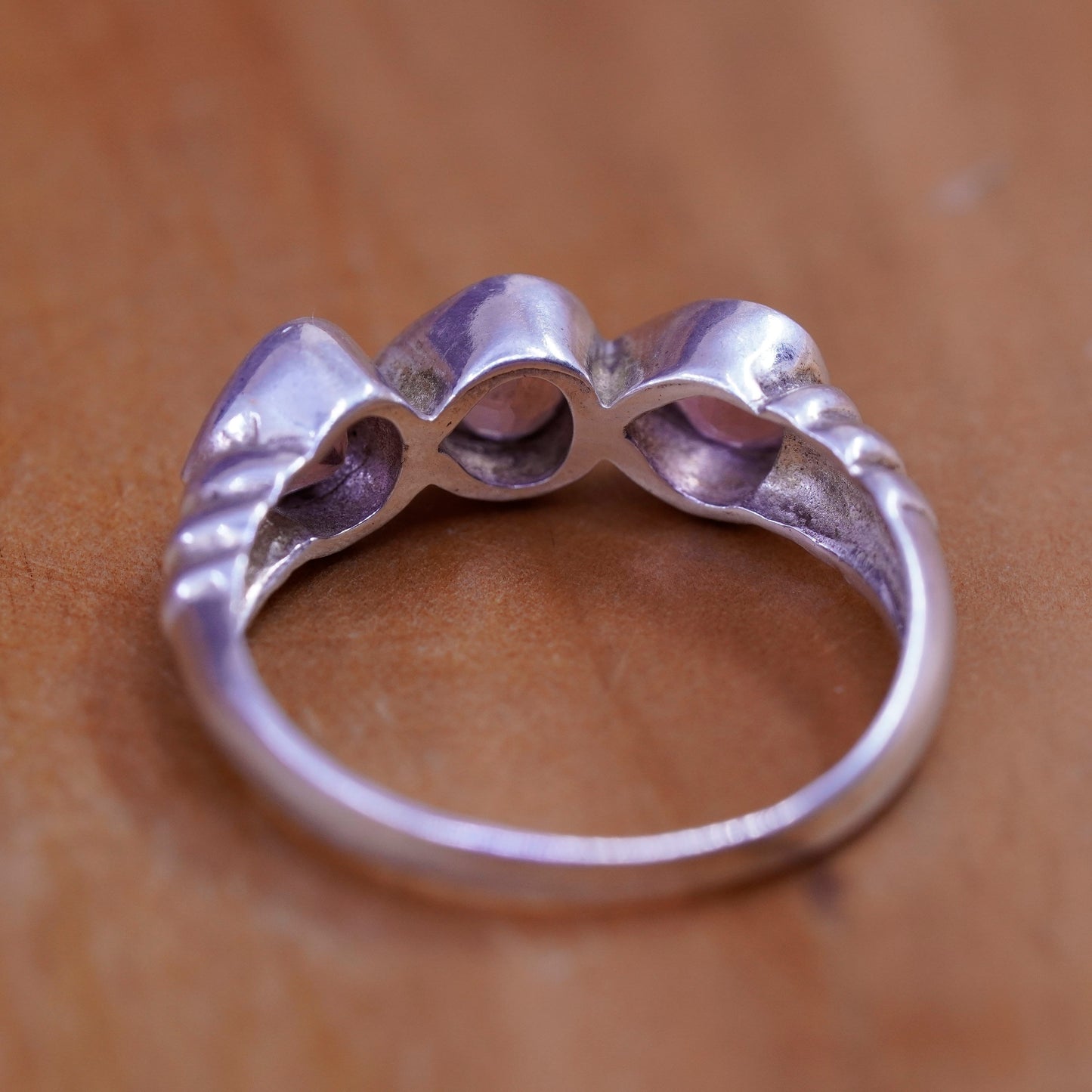Size 8, vintage Sterling silver handmade ring, 925 band with amethyst