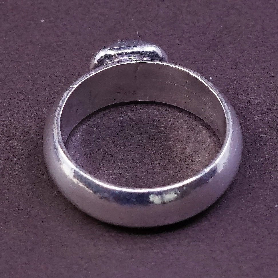 sz 7, vtg Sterling silver engagement ring, mexico 925 w/ blue crystal