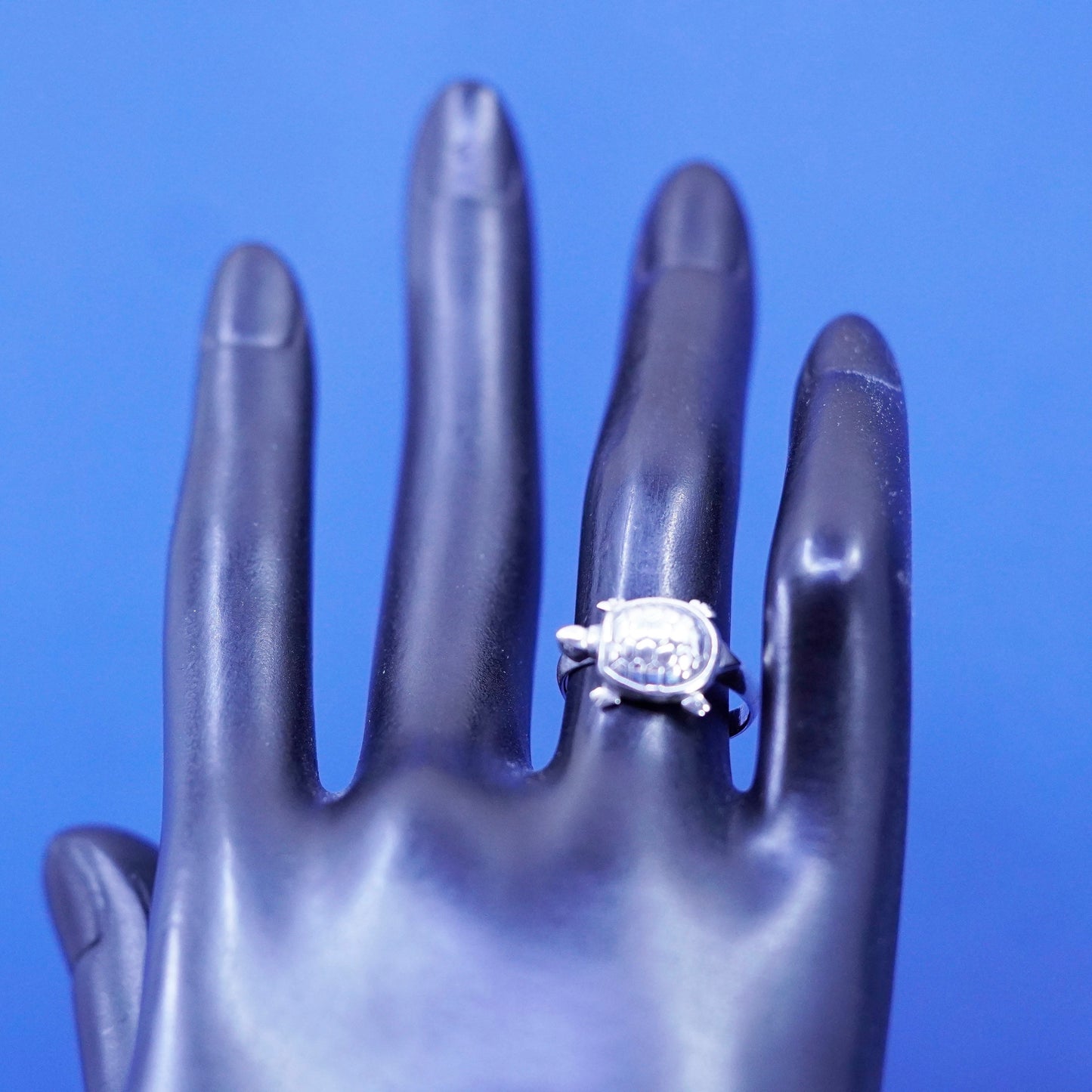 Size 5.25, vintage Sterling silver handmade ring, 925 turtle ring