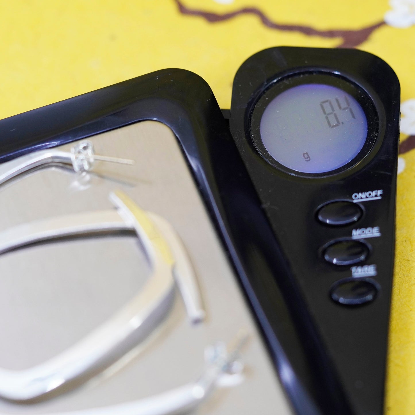 1.5”, 925 sterling silver earrings, hammered square hoops 14K yellow gold posts