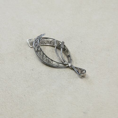Vtg Handmade Sterling Silver .925 Bali Marquis Filigree Style Pendant