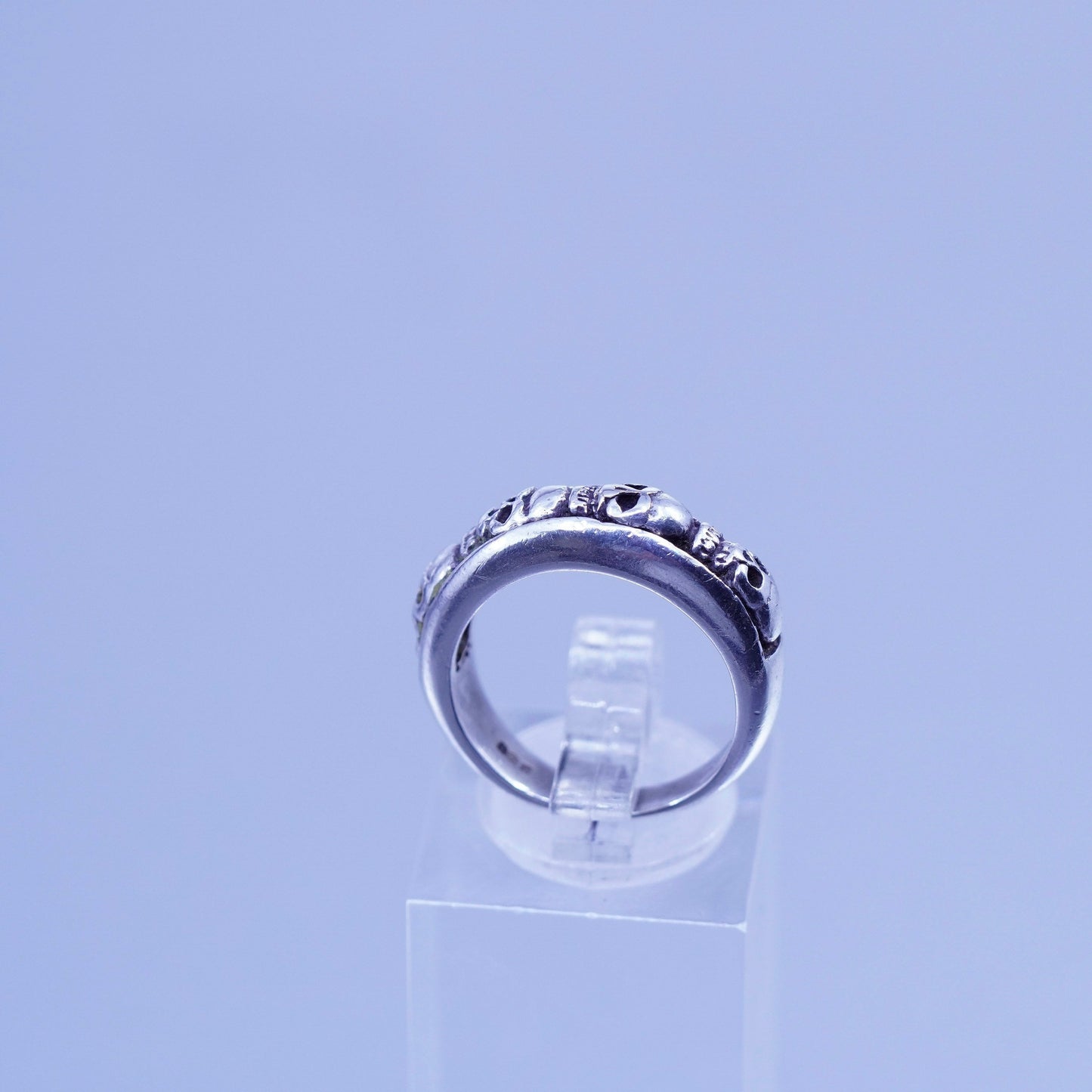 Size 5, vintage southwestern Sterling 925 silver handmade ring, skull band