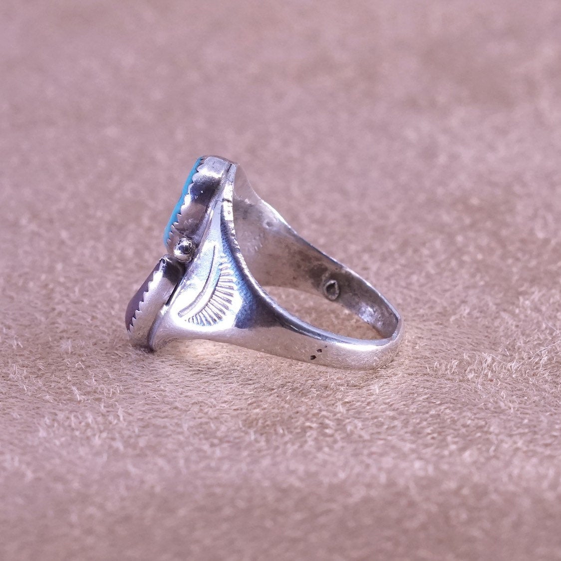 sz 11, Native American Sterling silver handmade ring, 925 w/ turquoise N carol