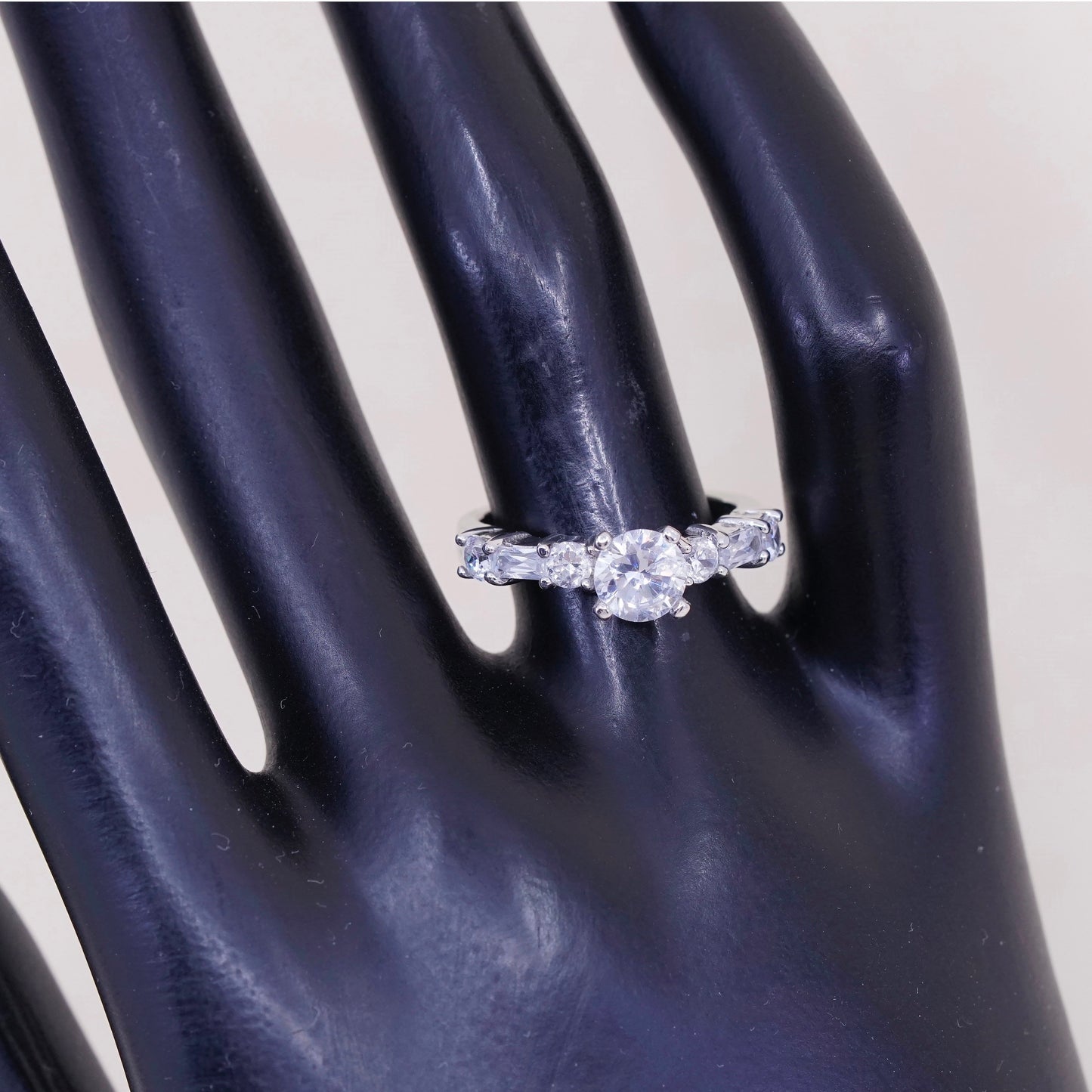 Size 6.25, Sterling silver ring, 925 silver with round cut cz, engagement ring