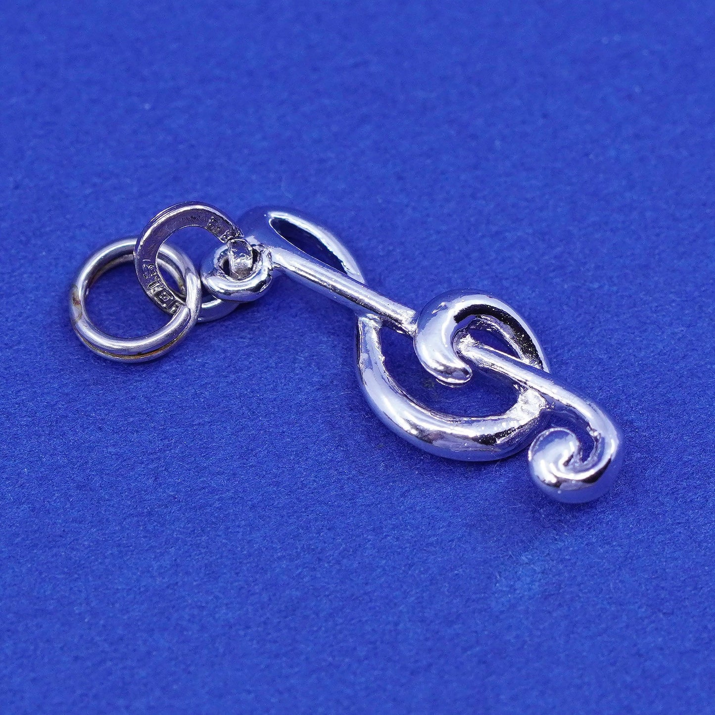 Vintage Sterling silver handmade pendant, 925 music symbol charm