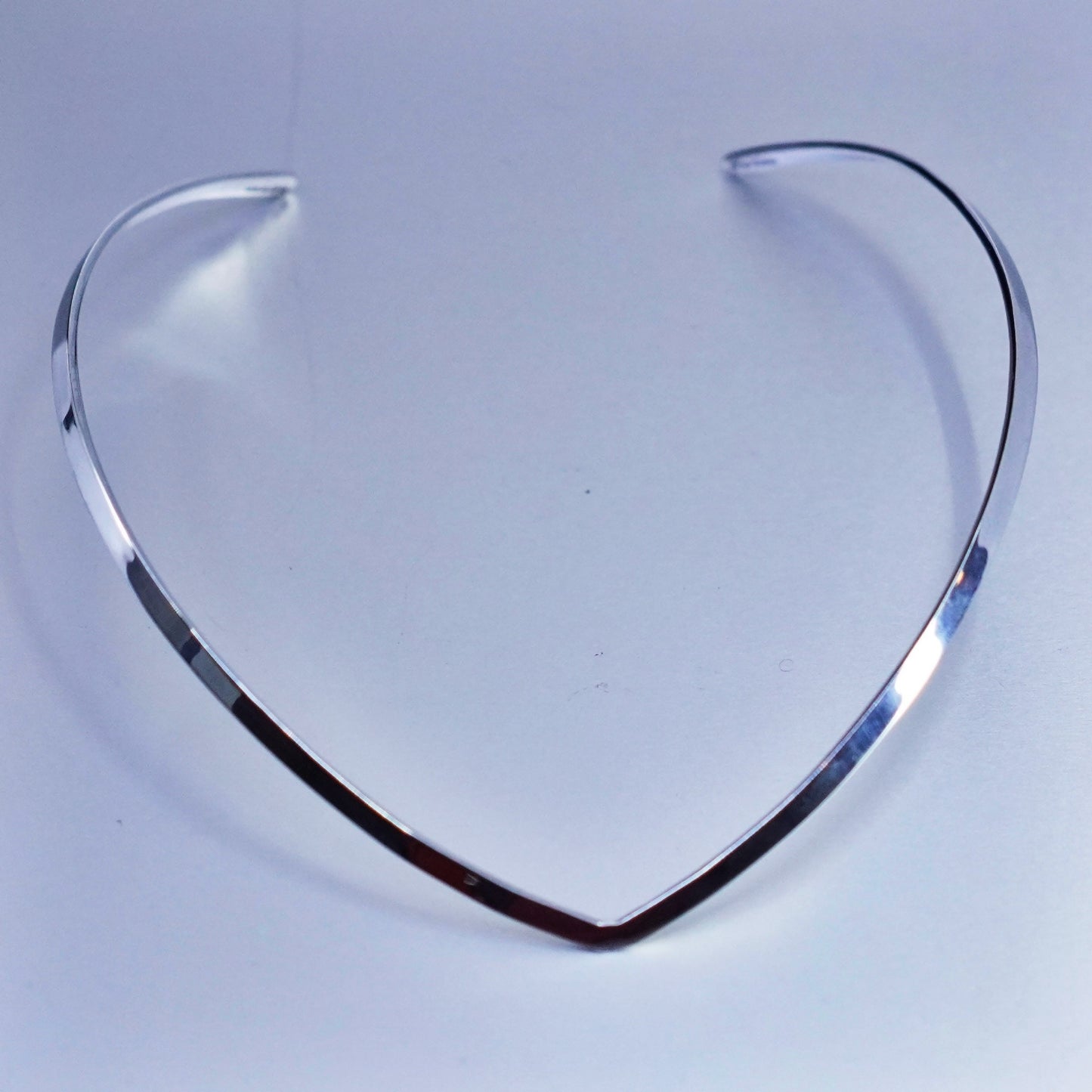 14”, VTG Mexico Sterling 925 silver handmade V shaped choker collar necklace