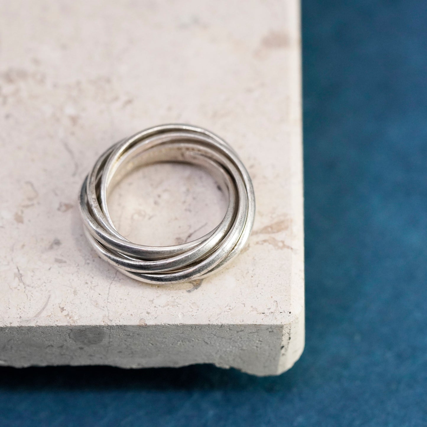 Size 6.5, vintage Sterling silver handmade ring, 925 entwined band