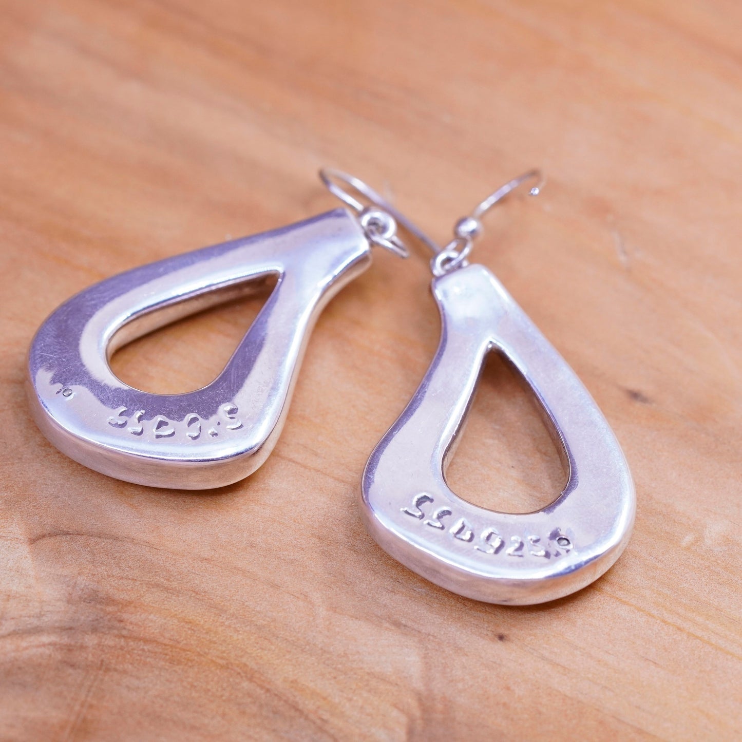 Vintage SSD Sterling silver handmade earrings, stuffed 925 teardrop drops