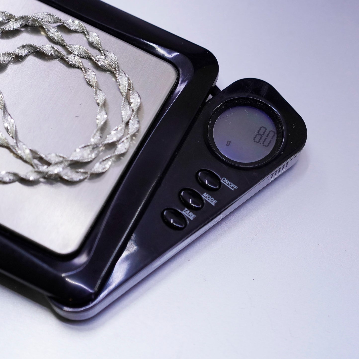 20” 4mm, vintage Italy Sterling 925 silver twisted herringbone chain necklace