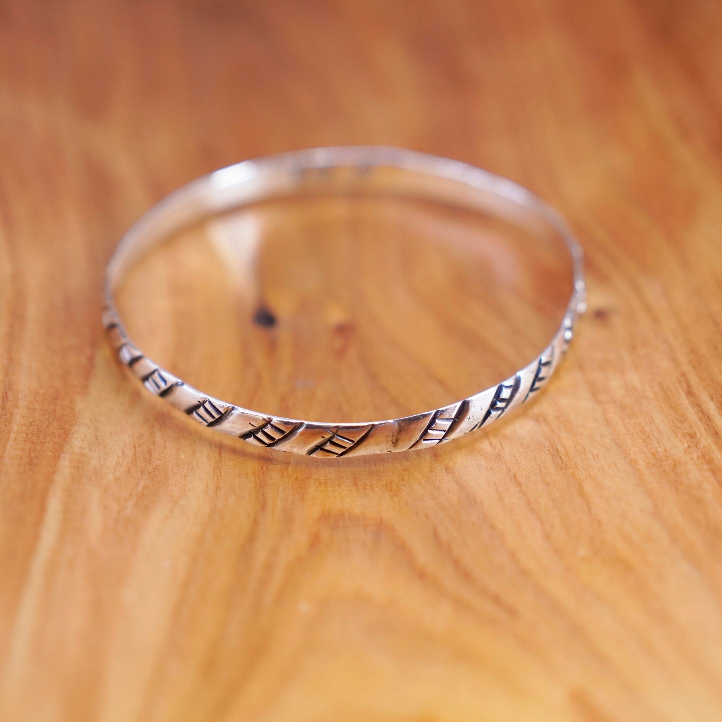 7.75”, vtg FOM Sterling silver handmade bracelet, 925 bangle twisted textured
