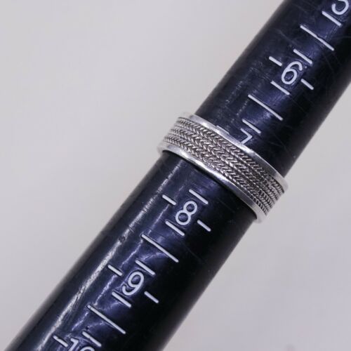 Sz 7.25, Vtg Sterling Silver Handmade Ring Mexico 925 Band w Braided Cable