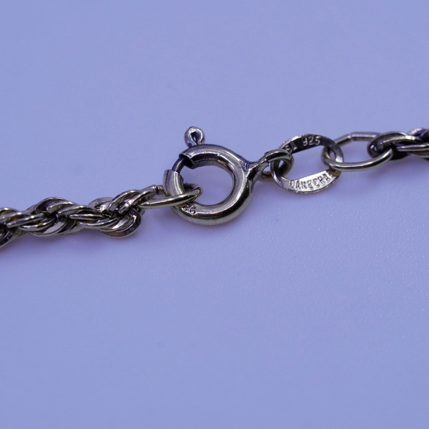 8”, USA danecraft vermeil gold over Sterling 925 silver bracelet, rope chain