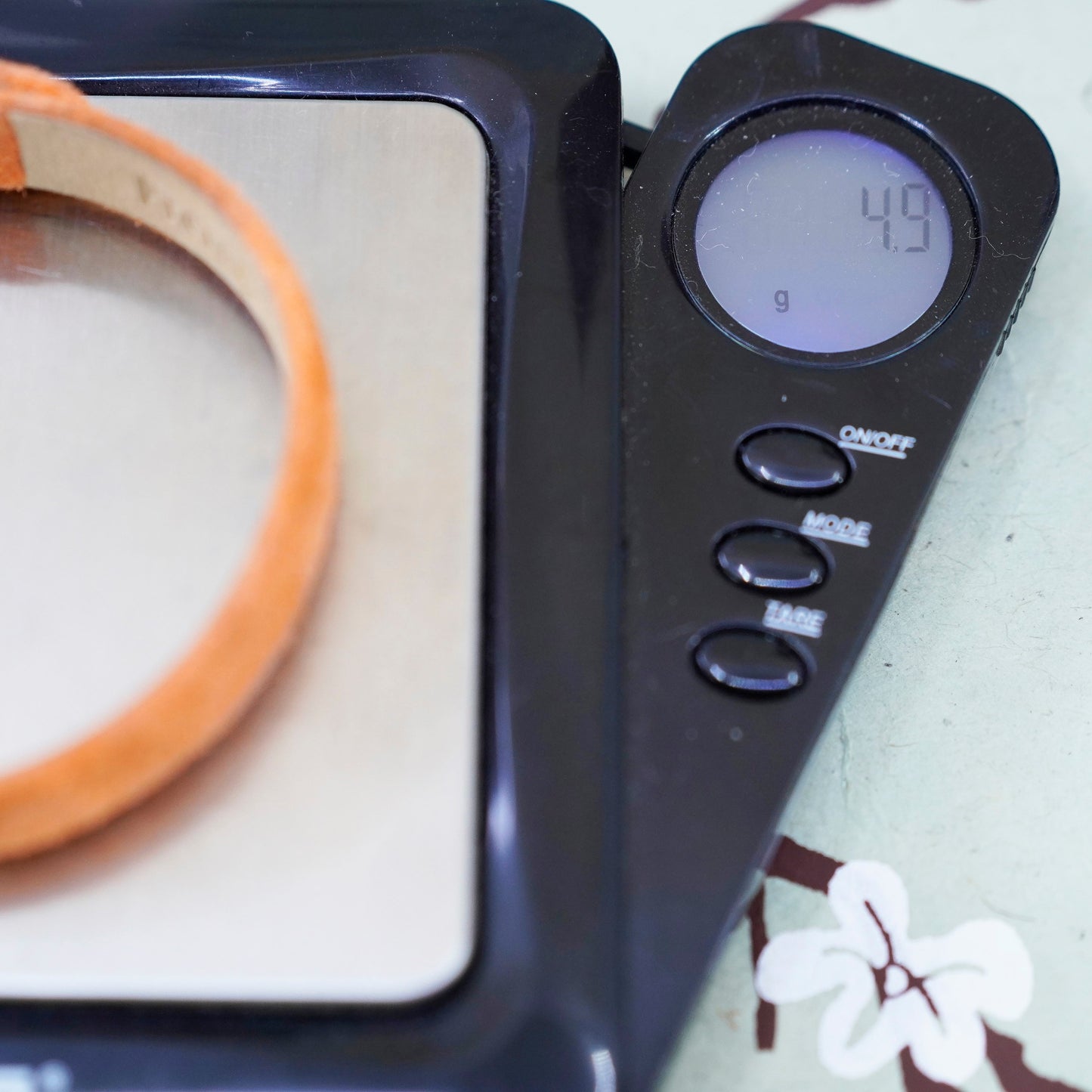 6.25”, prerogatives orange suede leather bracelet sterling 925 silver clasp