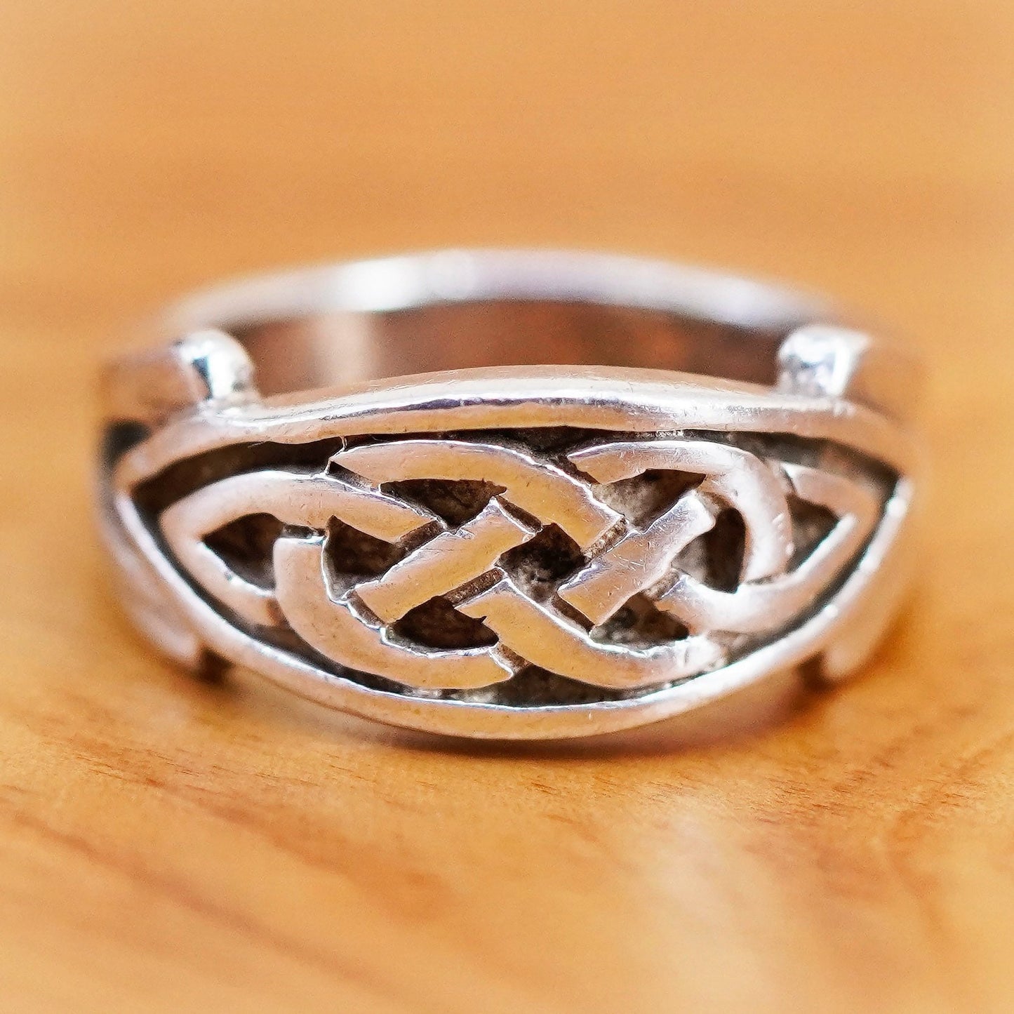 Size 5, vintage Sterling silver handmade ring, 925 Irish celtic knot band