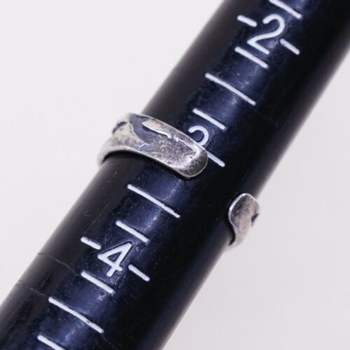 Size 3, Vtg Sterling Silver handmade open end Ring. 925 Band W/ Dolphin Embossed
