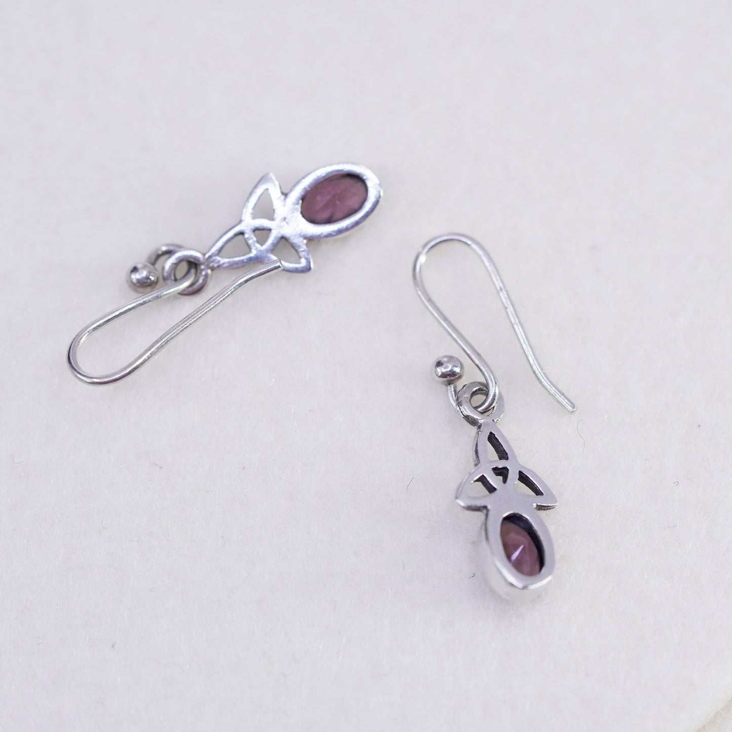 Irish Sterling 925 silver handmade filigree Celtic knot earrings with amethyst