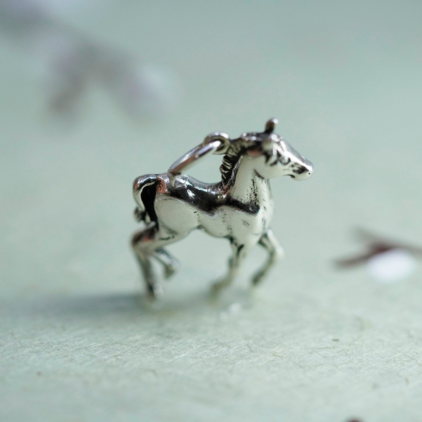 Handmade vintage Sterling silver pendant, 925 horse charm