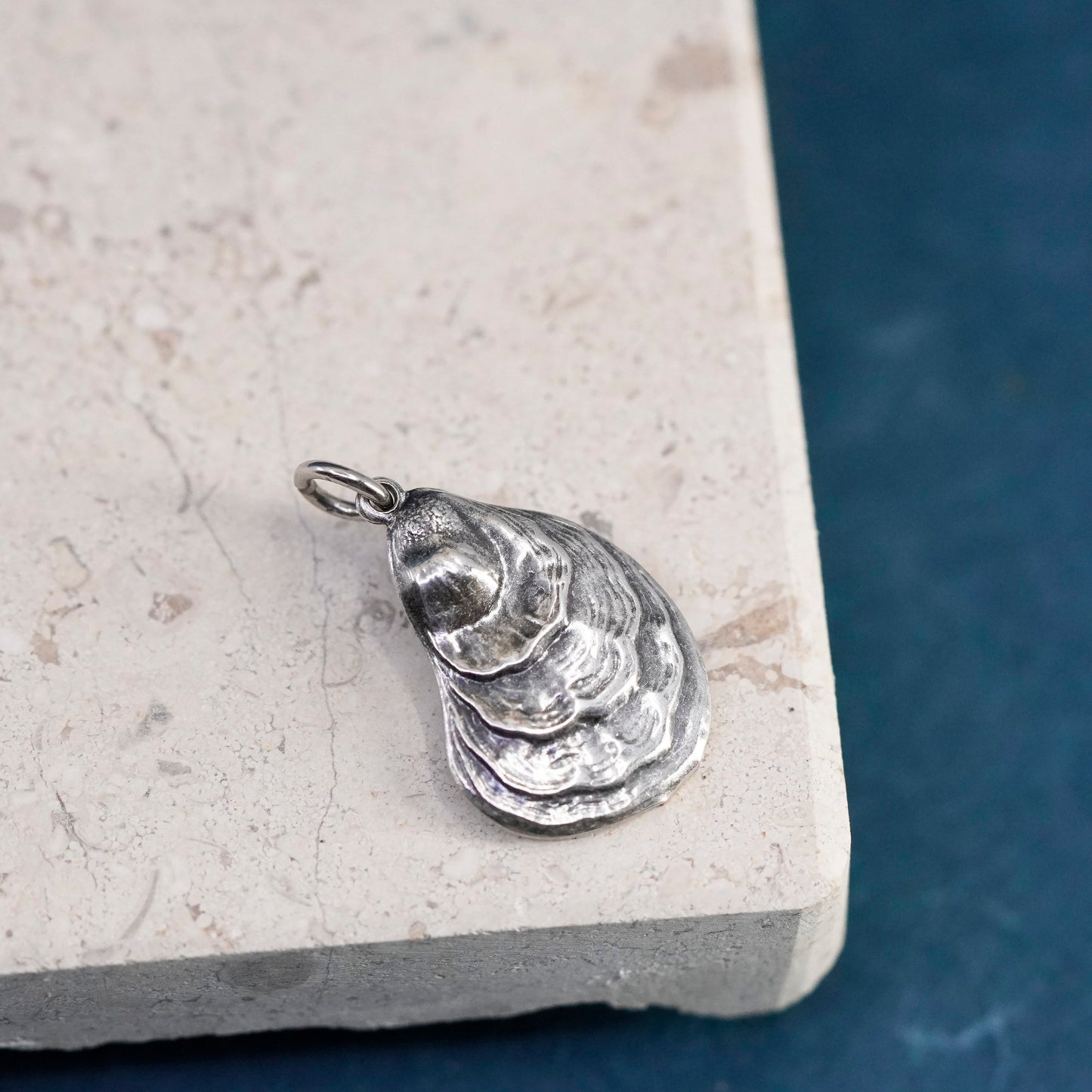 Vintage Sterling silver handmade pendant, shell charm
