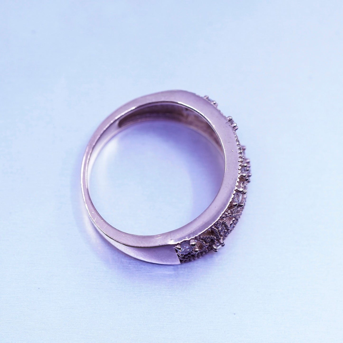 Size 7, vintage vermeil rose gold over Sterling 925 silver band ring cluster Cz