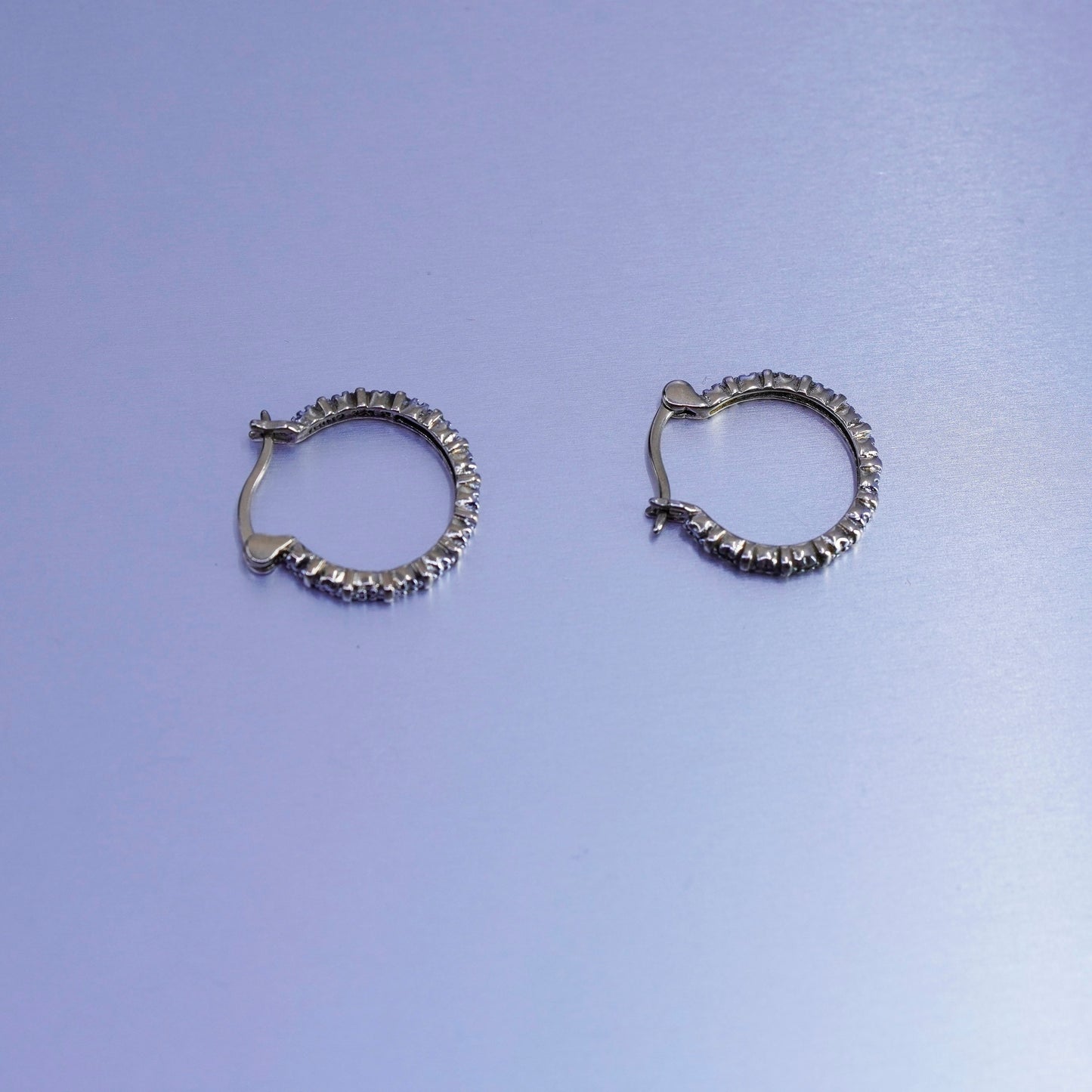 0.75”, vintage vermeil gold over Sterling silver earrings, 925 hoops w/ diamond