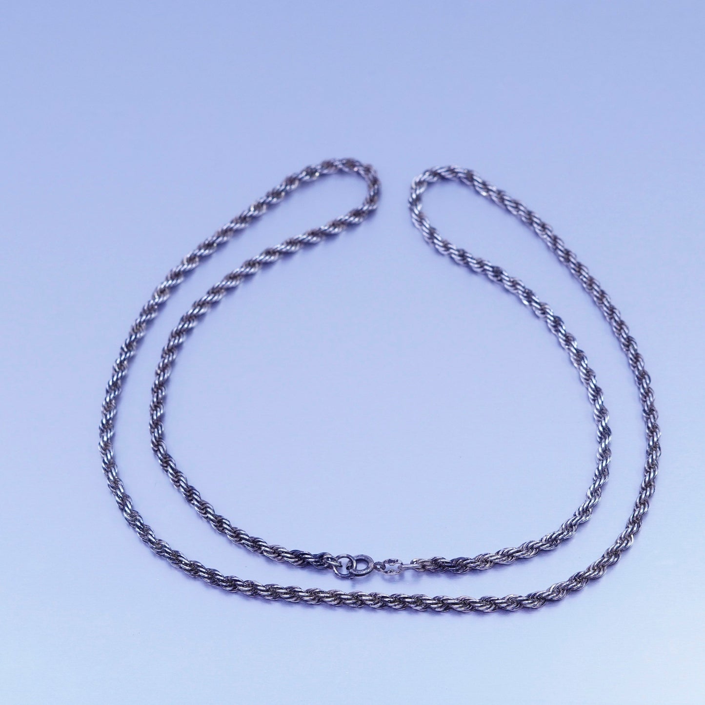 24” 4mm, vintage Italy Sterling 925 silver bold rope chain necklace