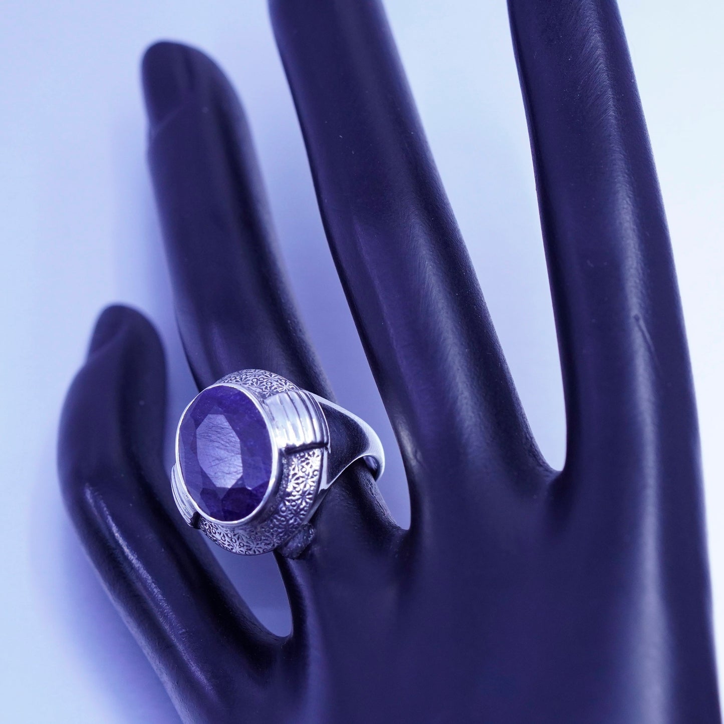 Size 6, vtg Nicky Butler Sterling 925 silver handmade ring w/ Indian sapphire