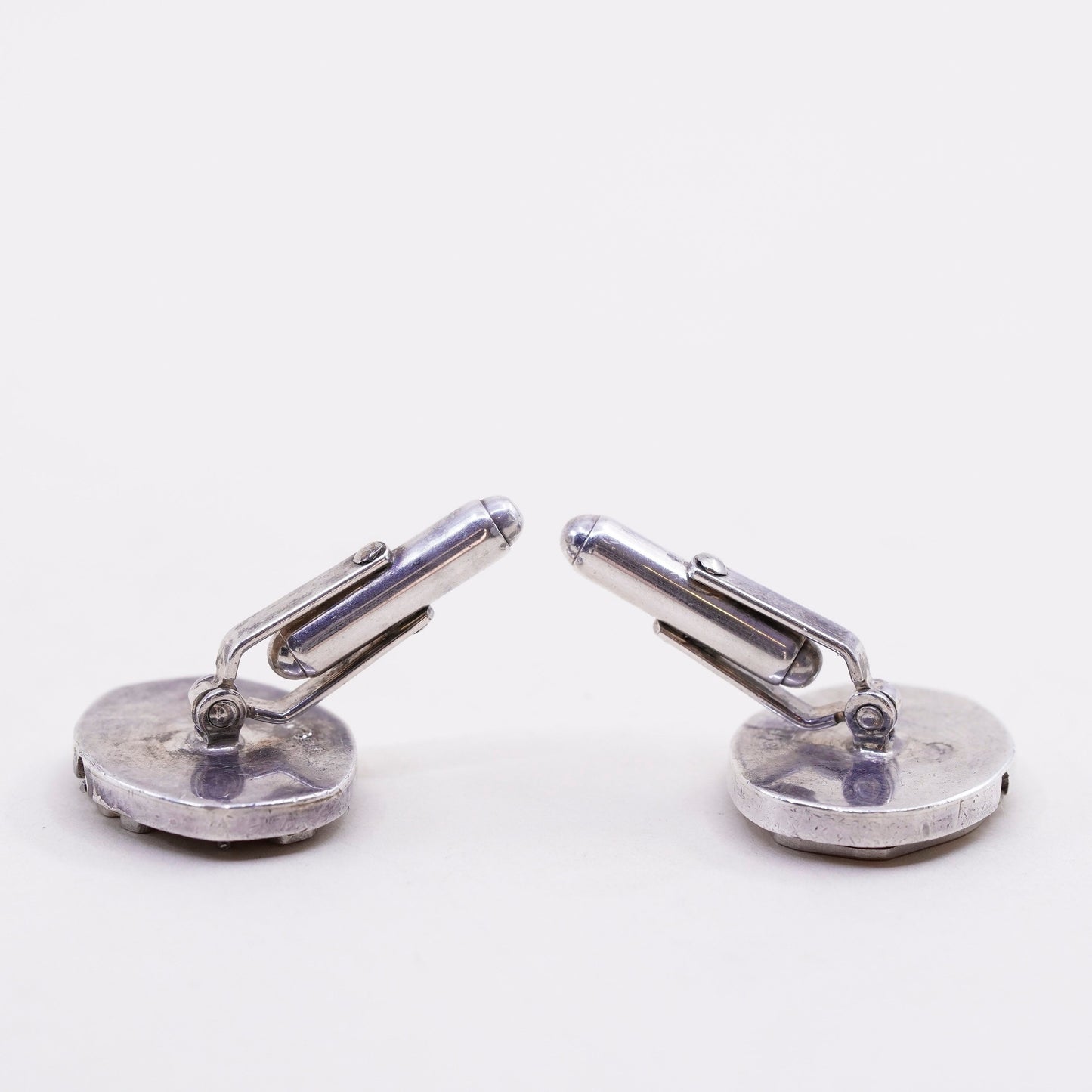 Vintage modern mechanical watch sterling silver cuff link, 925 cufflink