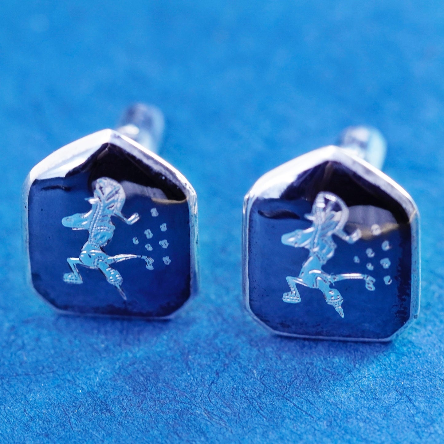 Siam Indian goddess sterling silver Handmade cufflinks, hexagram 925 cuff links