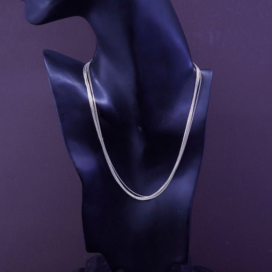 16”, Italy Sterling silver handmade necklace, multi 8 strands snake chains