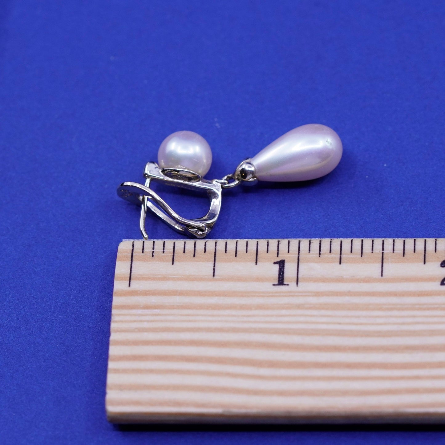 majorica antique vermeil gold over Sterling 925 silver earrings faux pearl