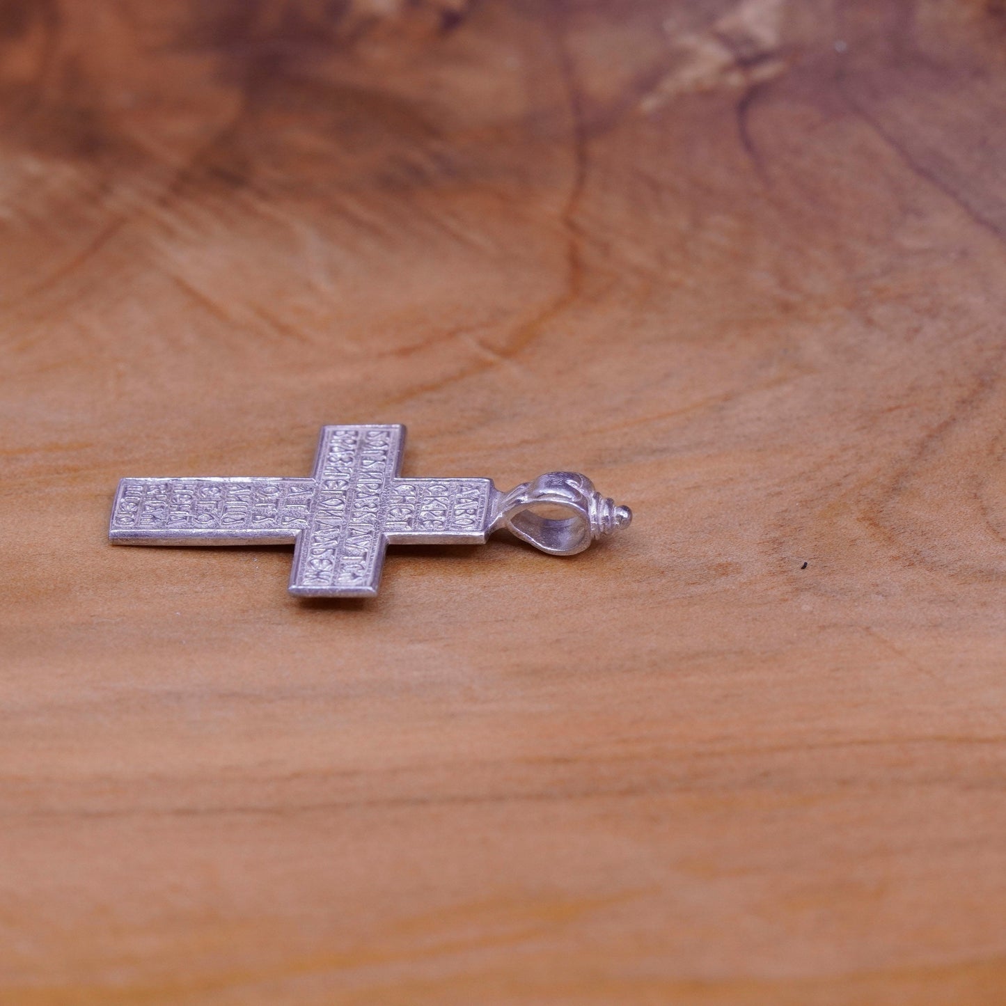 Vintage Sterling silver handmade pendant, 925 textured cross