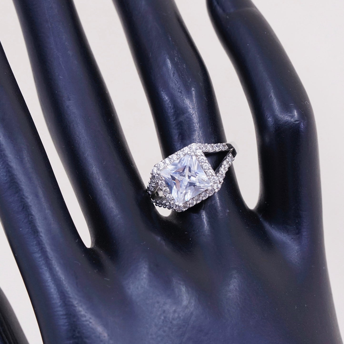 Size 7, vintage PGDA Sterling 925 silver with cz engagement ring