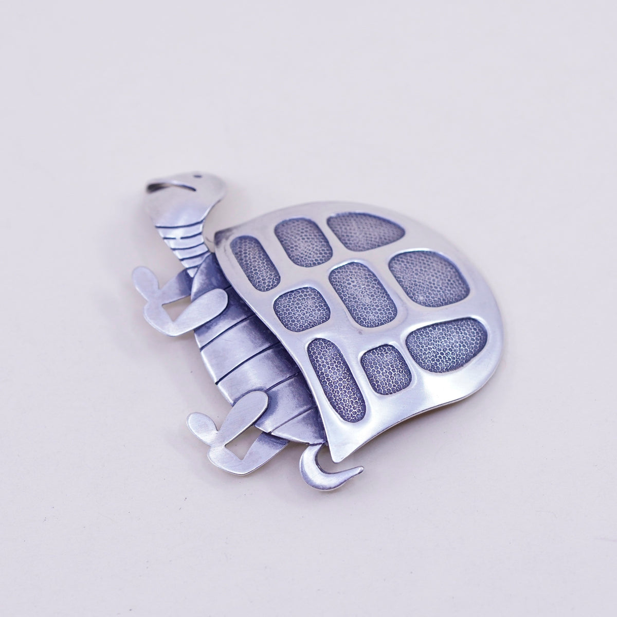 Vintage Sterling silver handmade brooch, 925 turtle brooch