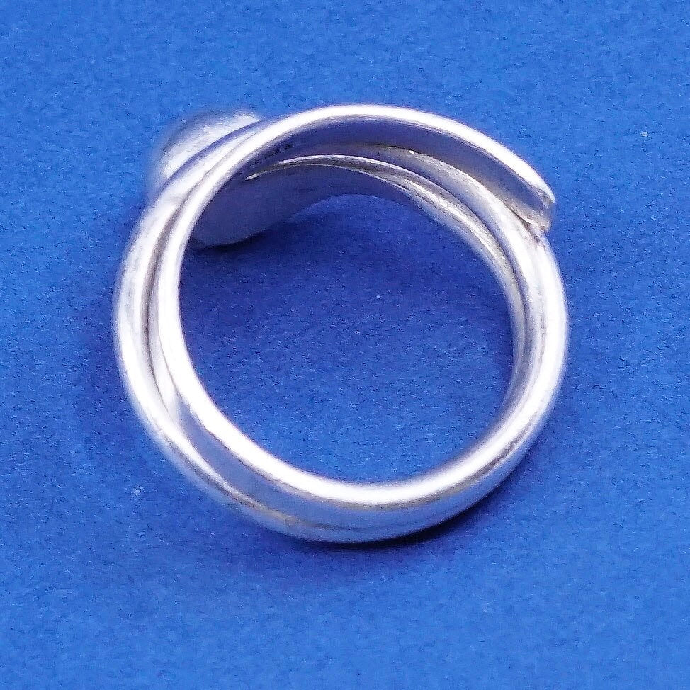 sz 7.75, Mexico Sterling silver handmade wrap ring, 925 statement ring w/ bead