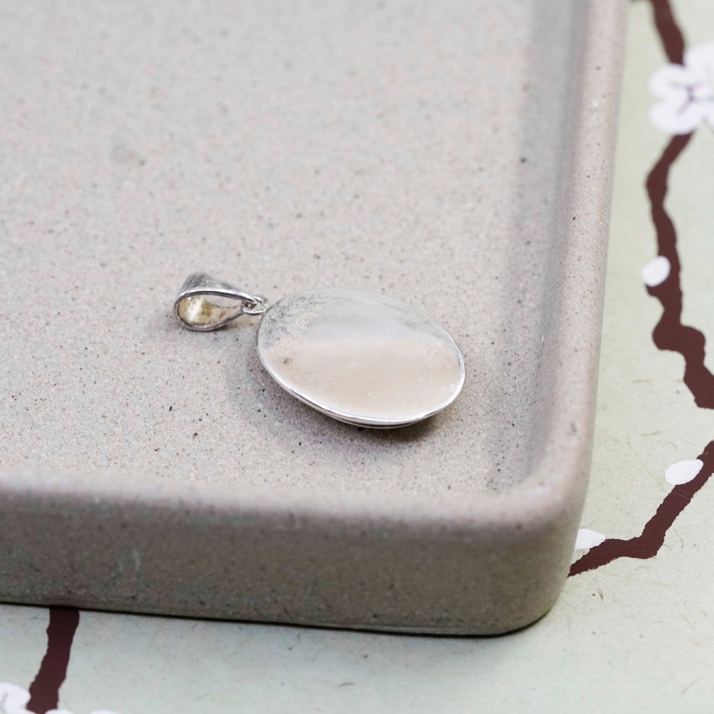 Vintage Sterling silver oval pendant, 925 handmade photo locket charm “N”