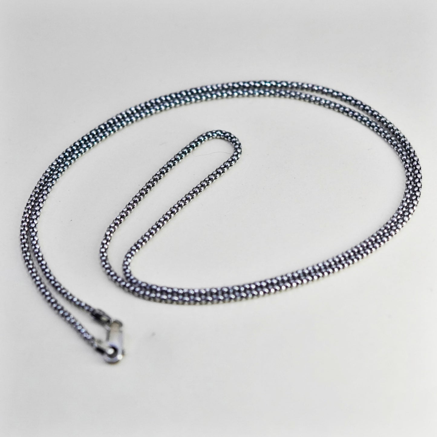 19” 2mm, sterling silver handmade necklace, 925 silver popcorn chain