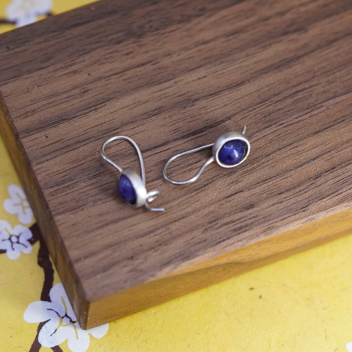 Vintage Sterling 925 silver handmade earrings with Sodalite dangle