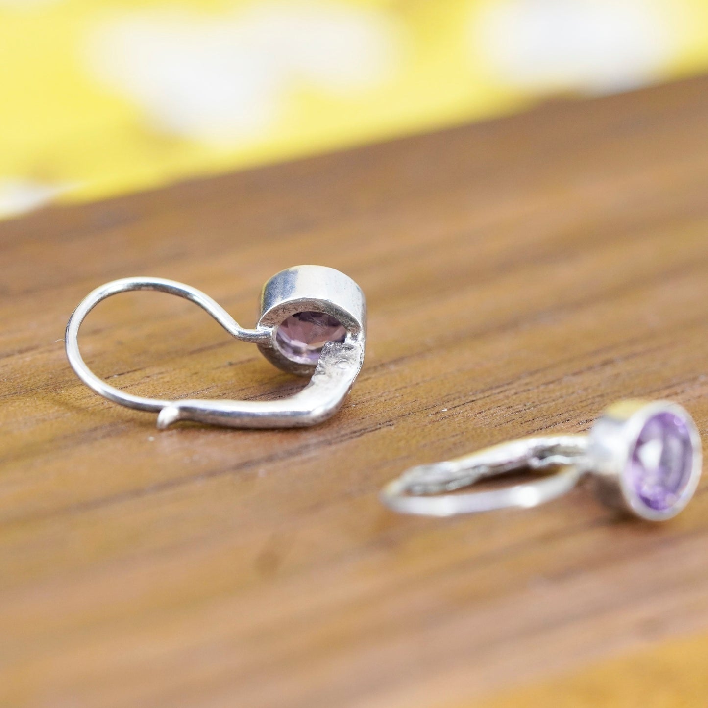 Vintage Sterling 925 silver handmade earrings with amethyst