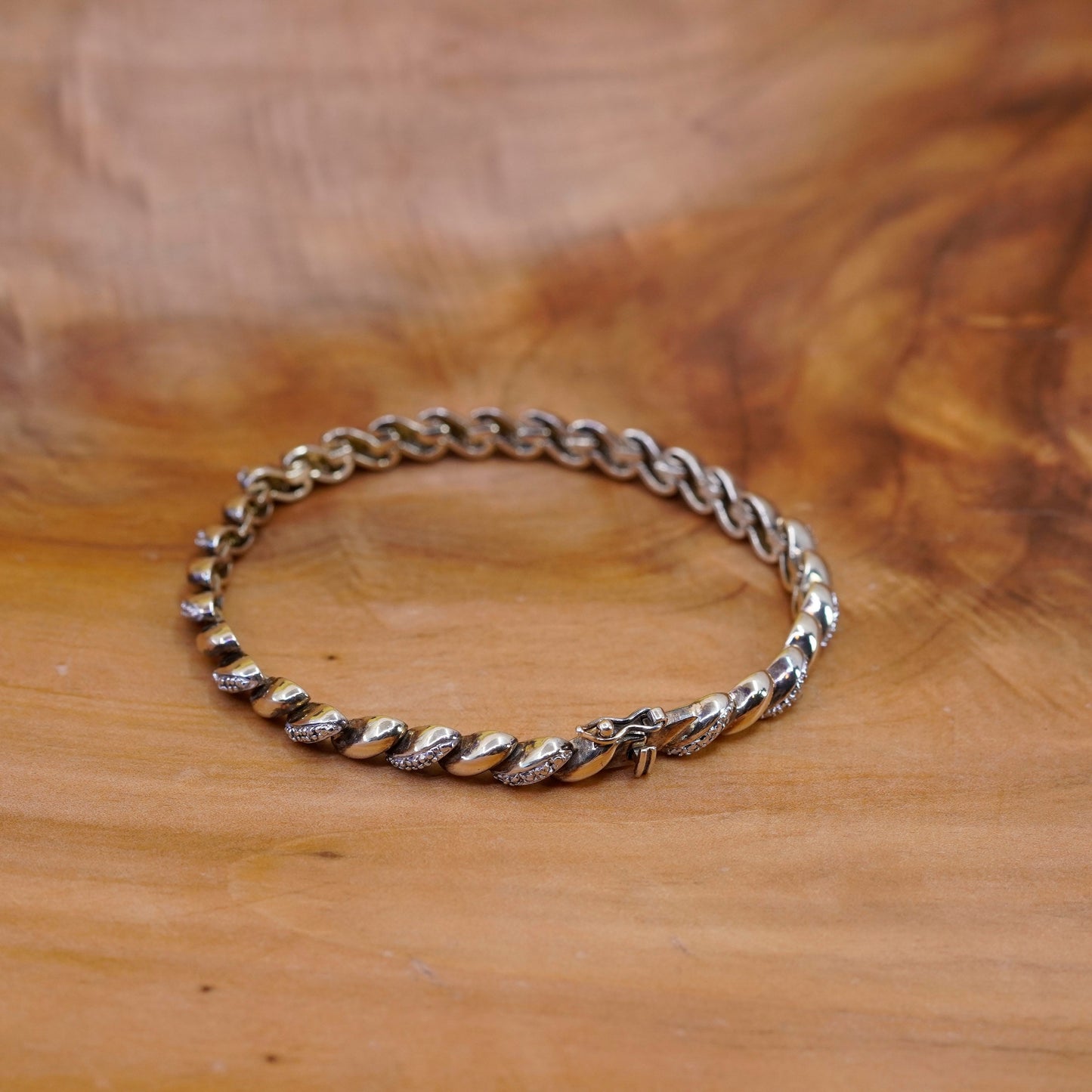 7.25”, vermeil gold over Sterling 925 silver tennis bracelet San Marco diamonds