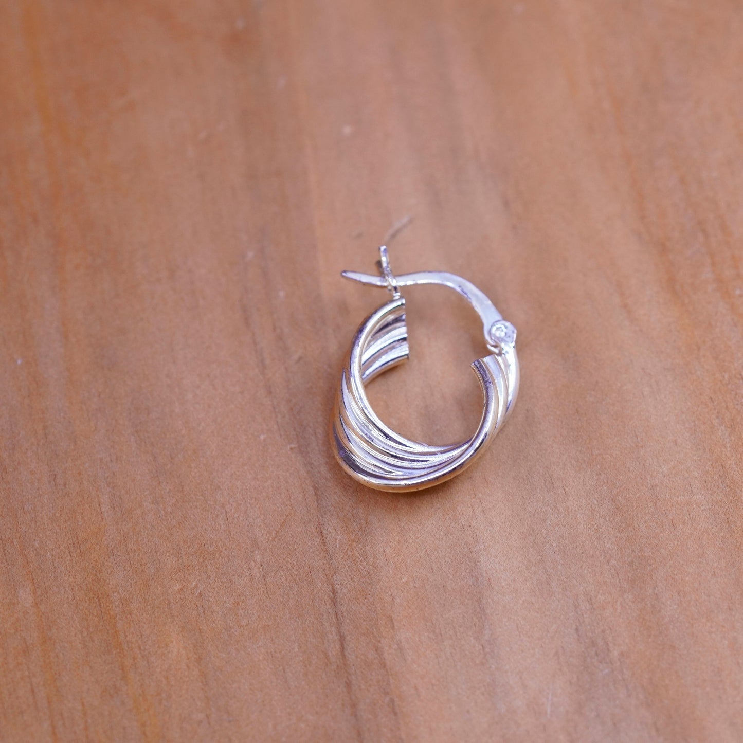 0.5”, vintage Sterling silver twisted hoop earrings, 925 twisted huggie